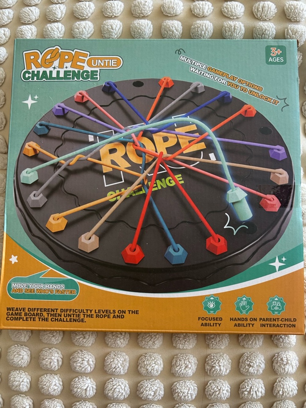Rope Untie Challenge Game - Multicolor Rope Puzzle New in Sealed Box Ages 3+